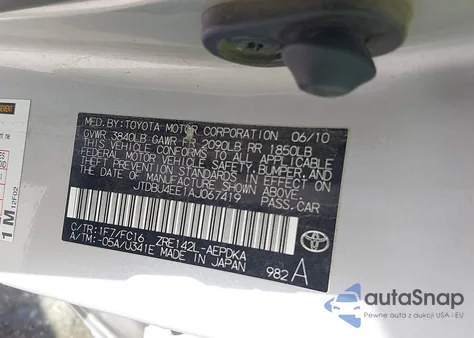 2010 Toyota Corolla Le z USA, uszkodzony, nr VIN JTDBU4EE1AJ067419